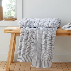 Szary koc dzianinowy 130x170 cm Chunky Marl Knit – Catherine Lansfield