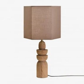 Lampa Stołowa Z Drewna Mango Koski Drewno Mango & Brown Moka Ø30 Cm Tenerife - Sklum