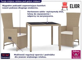 Beżowy rozkładany zestaw mebli ogrodowych z poduszkami - Bakandi