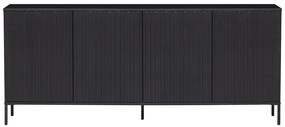 Czarna niska komoda z litego drewna sosnowego 200x85 cm Gravure – WOOOD