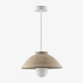 Lampa Sufitowa Wisząca Z Terakoty Sainza Ø32 Cm & Kremowa Tapioca - Sklum