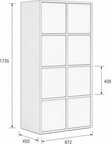 Szafka biurowa FRAME, 8x drzwi, 872 x 450 x 1735 mm, PUSH-lock, orzech