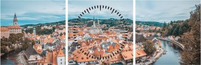 Obraz - Český Krumlov (z zegarem) (90x30 cm)