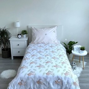 Jasnożółta bawełniana fluorescencyjna pościel dziecięca jednoosobowa 140x200 cm Lion King "Best friends" – Jerry Fabrics