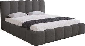 Łóżko dwuosobowe 180x200 Florent - łóżko z pojemnikiem i stelażem metalowym - boucle, szary (Lambi 12)