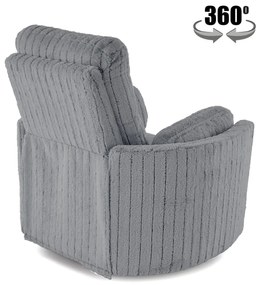 Fotel wypoczynkowy, obrotowy, elektrycznie rozkładany, bujany PEGAS popiel