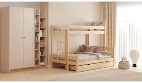 Łóżko piętrowe Lovic 90x200/120x200 z szufladami lewostronne - sosna
