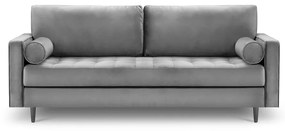 Jasnoszara aksamitna sofa Milo Casa Santo, 219 cm