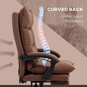 Vinsetto Fotel biurowy ergonomiczny z masażem i ogrzewaniem regulowany nowoczesny design brązowy | Aosom PL