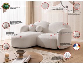 Kremowy narożnik z materiału bouclé (lewostronny/z szezlongiem) Orbit – Ropez