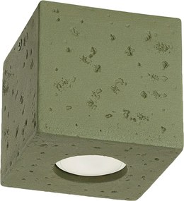 Lampa sufitowa industrialny Quad, beton - 1 źródło - L.10 x H.10 cm - zielony oliwkowy