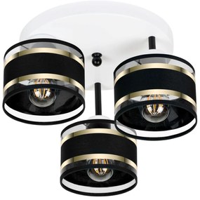 Lampa sufitowa biała trzypunktowa z czarnymi abażurami T-3030WE-SCSCSC