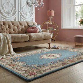Niebieski wełniany dywan Flair Rugs Aubusson, 120x180 cm