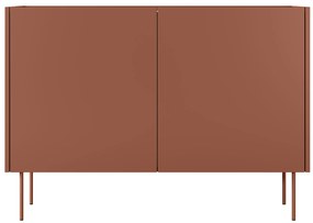 Komoda Desin 120 cm z metalowymi nogami - ceramic red / dąb nagano