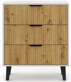 Ryflowana komoda z 3 szufladami kaszmir + dąb artisan R5-H71