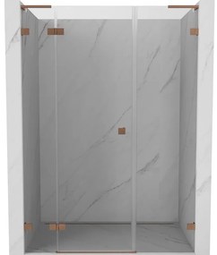 Mexen Lunar L drzwi prysznicowe uchylne lewe 135 cm, transparent, miedź szczotkowana - 834SL-135-050-65-00-L