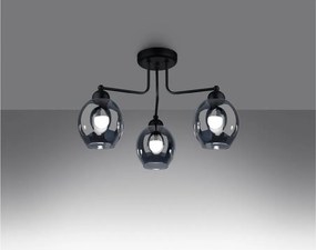 Czarna lampa sufitowa ze szklanym kloszem 54x54 cm Garten – Sollux