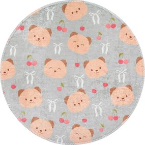 Szaro-brązowy dywan dziecięcy odpowiedni do prania ø100 cm Cute Teddies – Vitaus