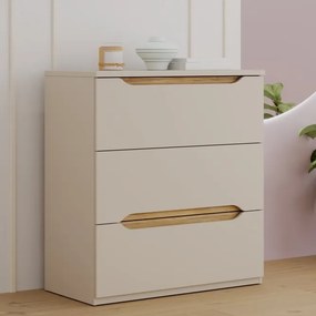 Nowoczesna komoda z 3 szufladami Edwal 212, kolor piaskowy/dąb Mauvella