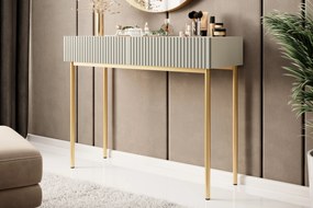 Konsola / toaletka Nicole 100 cm z szufladami - kaszmir / złote nóżki