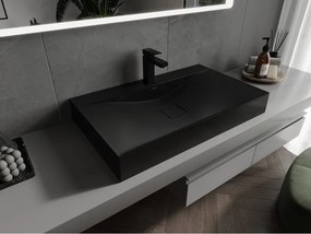 Mexen Poli umywalka nablatowa z konglomeratu 1/O 80 x 48 cm, czarna - 23028071