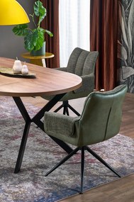 Stół do jadalni okrągły rozkładany płyta orzech/czarny 100-250/100/75 PERONI