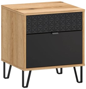 Szafka nocna z szufladą na nóżkach dąb evok + czarny C4-S97