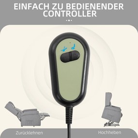 Fotel podnoszony z funkcją wstawania i leżenia kremowy szary idealny do salonu z tkaniny | Aosom PL