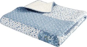 Niebieska bawełniana narzuta pikowana 220x230 cm Floral Patchwork – Bianca