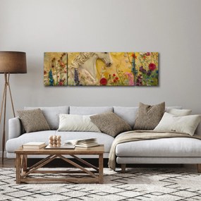 Obraz - Jednorożec z kwiatami (170x50 cm)