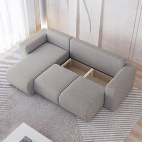 Masseno Narożnik RINOVA z funkcją spania i pojemnikiem na pościel Narozniki L, Rozkładana sofa - Jasnoszary, NEVE 83