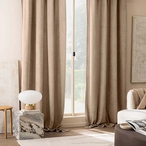 Jasnobrązowa zasłona z materiału bouclé 140x260 cm Winona – douceur d'intérieur