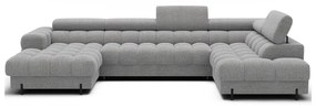 Szary rozkładany narożnik z materiału bouclé (prawostronny/w kształcie litery U) Feraria – ELTAP