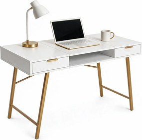 Nowoczesne biurko komputerowe 120 cm biały + złoty F3-L33