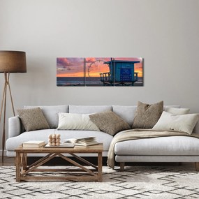 Obraz z plaży Santa Monica (z zegarem) (90x30 cm)