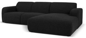 Czarny narożnik z materiału bouclé (prawostronny) Molino – Micadoni Home