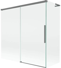 Mexen Rox L parawan nawannowy 2-skrzydłowy rozsuwany 160 + 70 x 150 cm, transparent, gun metal - 8C9L-160-070-95-00