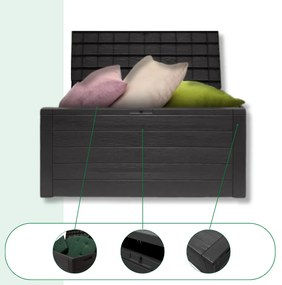 Prosperplast Pojemnik do przechowywania WOODEBOX, 280L, 120x46x57cm, antracytowa