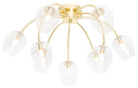 Klasyczna lampa sufitowa złota ze szkłem 9-świateł - Elien klasyczny/Antyczny Oswietlenie wewnetrzne