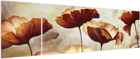 Obraz czerwonych kwiatów (170x50 cm)