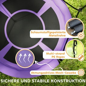 AIYAPLAY Huśtawka Gniazdowa, Okrągła Huśtawka Ogrodowa, 150 kg Obciążenie, Regulowana, Fioletowa