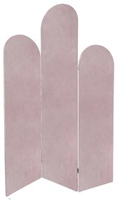 Asymetryczny parawan 3-częściowy welurowy  szer.120 x wys.180 cm - Różowy - CARMIDA