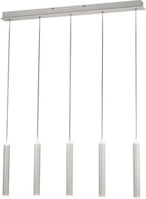 Lampa wisząca Fabas Luce Prado 5-punktowa - 33W ściemnialna LED - matowa biel, design liniowy