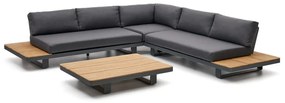 Ciemnoszaro-naturalny aluminiowy zestaw mebli ogrodowych dla 5 osób Tosqueta – Kave Home