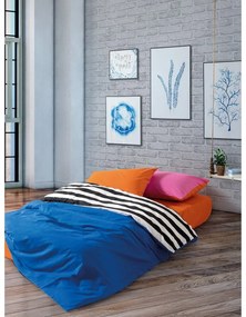 Czarno-biała pościel dwuosobowa z bawełny renforcé z prześcieradłem/4-częściowa 200x220 cm Dusk – Mijolnir