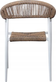 Krzesło Ogrodowe Białe 56x60x78 cm Plecione Brązowe Sznurki Nowoczesne