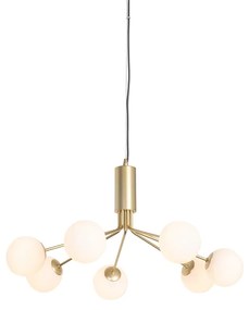 Lampa wisząca w stylu art deco złota z opalowym szkłem 7-światłowa - Coby ArtDeco Oswietlenie wewnetrzne