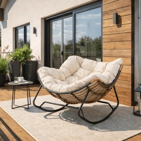 Fotel Bujany Ogrodowy ELTON na Płozach Beżowy Nowoczesny