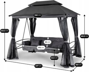 Huśtawka Ogrodowa CARMEN Szara/Czarna Nowoczesna