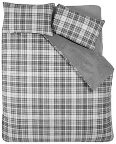 Szara pościel dwuosobowa z materiału sherpa 230x220 cm Cosy Sherpa Check – Catherine Lansfield